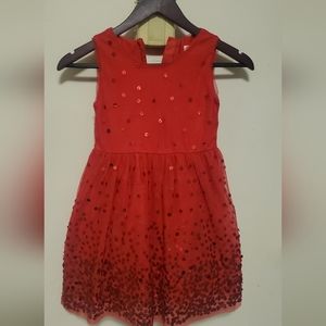 Cat & Jack Girls' Ombre Sequin Dress Red size S(6/6x) w/FREE Gold Biege Cardigan